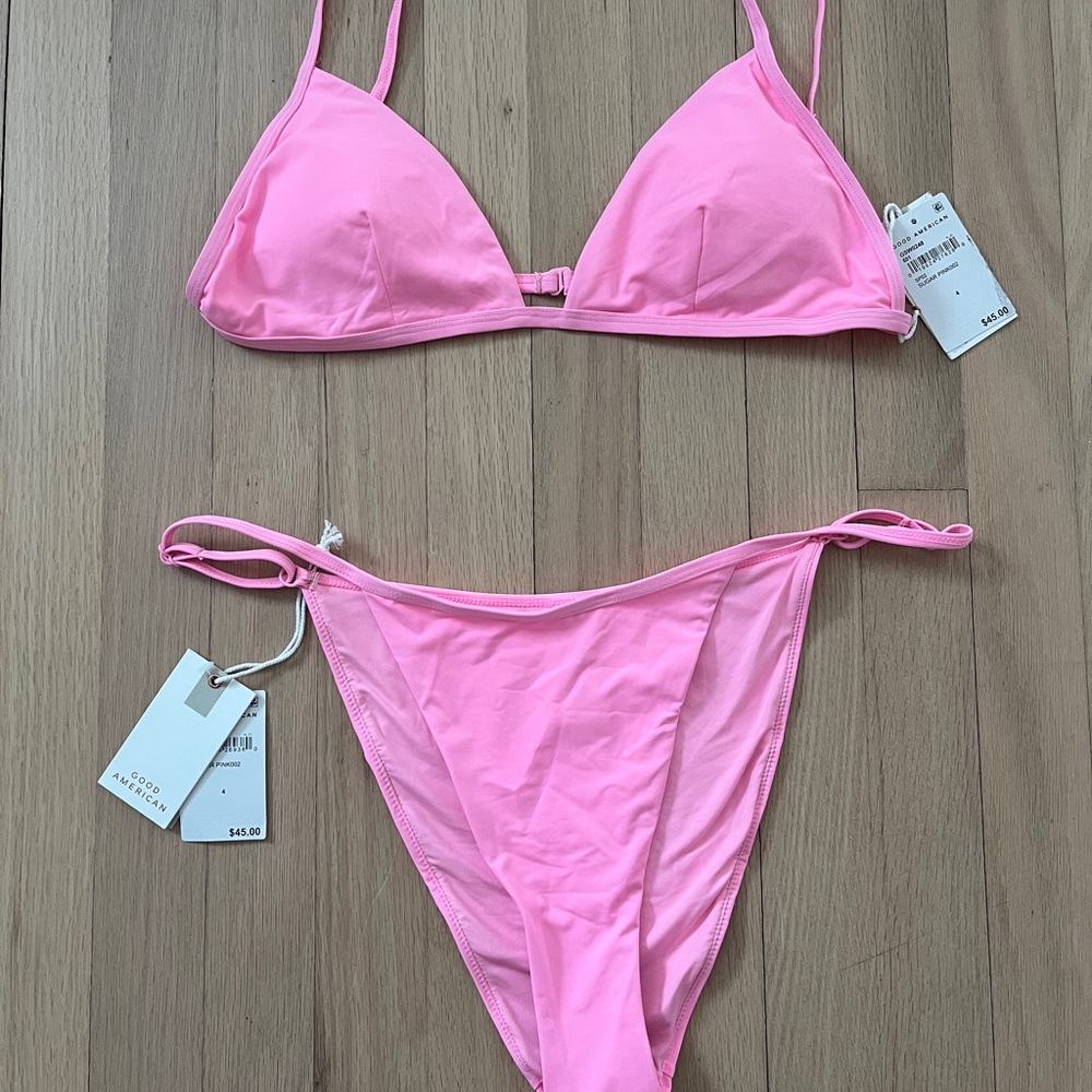 NWT Good American Swim Bikini Adjustable Set of 2 - Sugar Pink XL - Size 4